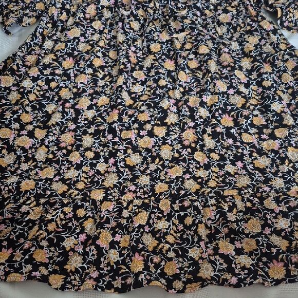 LOFT Black and Yellow Floral Long Sleeve Dress - Picture 16 of 16